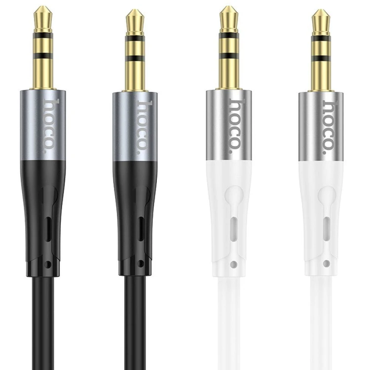 Elastyczny kabel audio AUX Mini Jack 3,5 mm – Mini Jack 3,5 mm Hoco UPA22 – czarny (1 m)