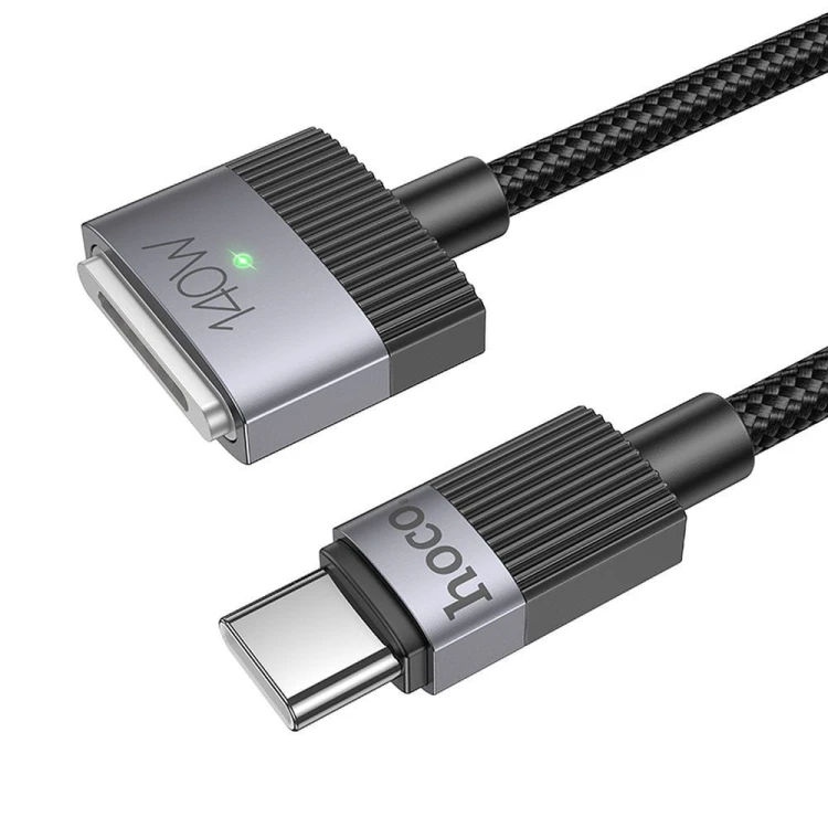 Magnetyczny kabel szybkoładujący USB-C do MagSafe 3 Hoco U141 140W – czarny (1,8 m)