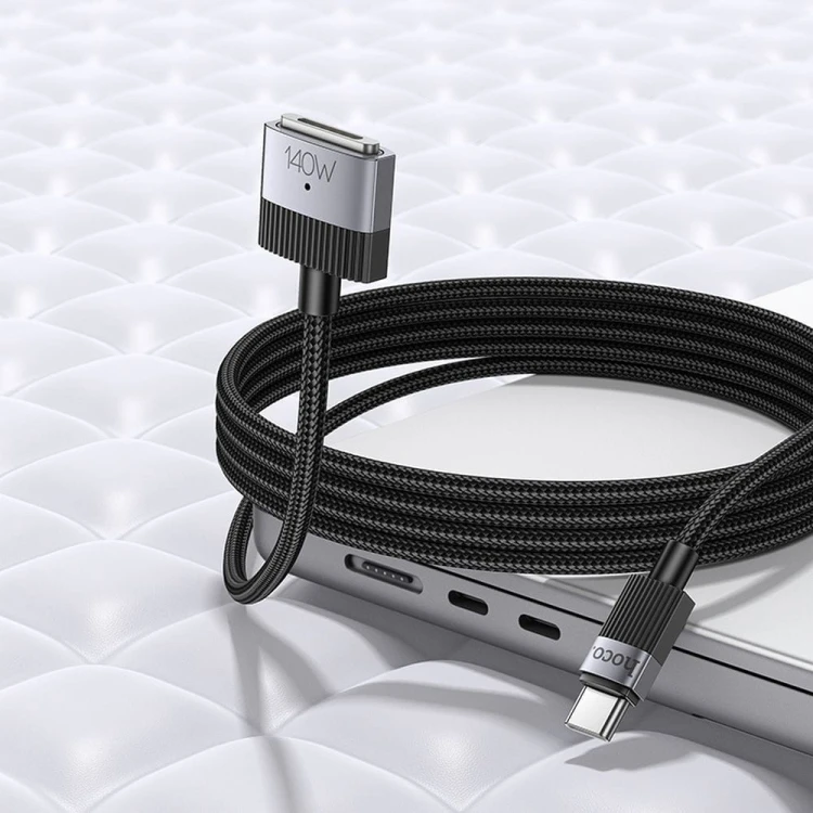 Magnetyczny kabel szybkoładujący USB-C do MagSafe 3 Hoco U141 140W – czarny (1,8 m)