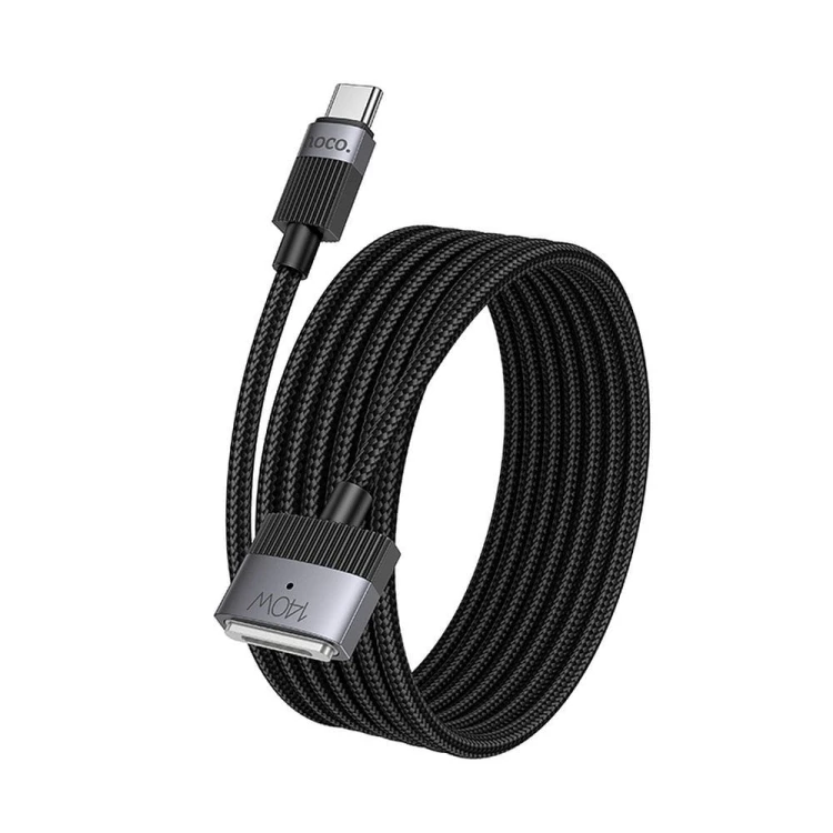Magnetyczny kabel szybkoładujący USB-C do MagSafe 3 Hoco U141 140W – czarny (1,8 m)