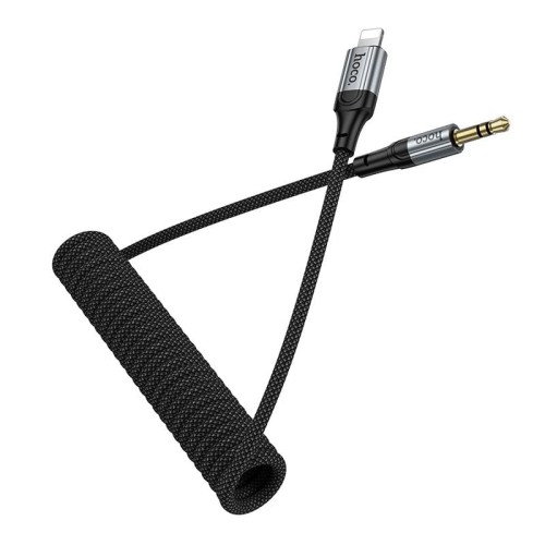 Wytrzymały kabel audio AUX Mini Jack 3,5 mm do Lightning Hoco UPA33A – czarny (1,5 m)