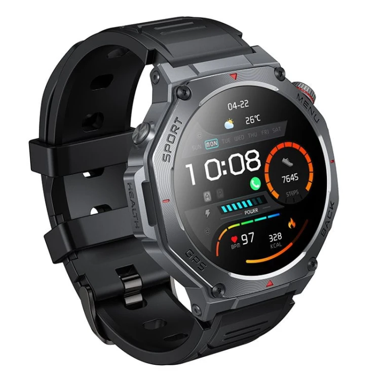Smartwatch Hoco Y37 AMOLED 1,43" GPS Funkcja Rozmowy 3ATM Czarny