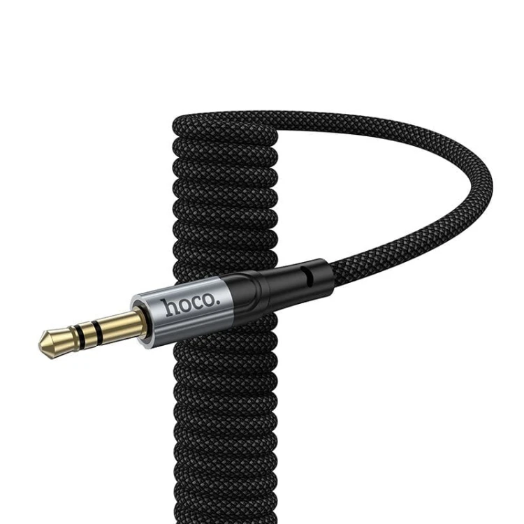 Wytrzymały kabel audio AUX Mini Jack 3,5 mm do Lightning Hoco UPA33A – czarny (1,5 m)