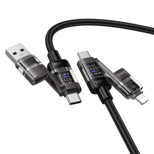 Multifunkcyjny kabel 4w1 Hoco U151 240W (USB-A/C – USB-C/Lightning) – czarny (1,2 m)