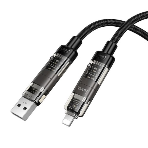 Multifunkcyjny kabel 4w1 Hoco U151 240W (USB-A/C – USB-C/Lightning) – czarny (1,2 m)