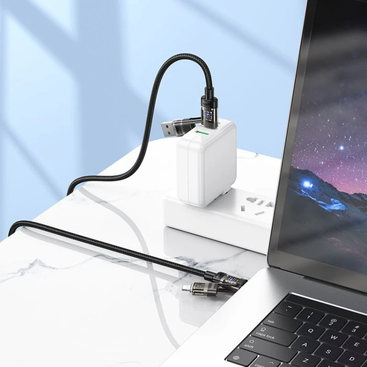 Multifunkcyjny kabel 4w1 Hoco U151 240W (USB-A/C – USB-C/Lightning) – czarny (1,2 m)