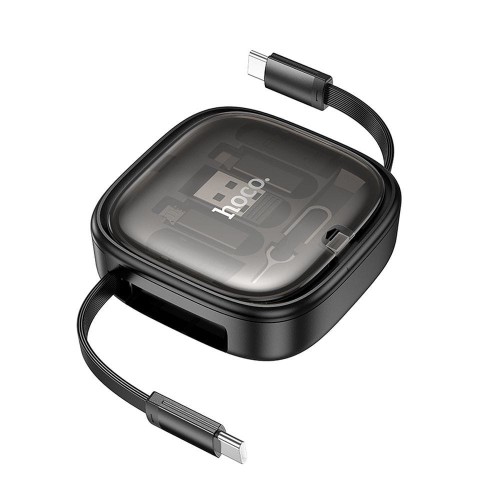 Zwijany kabel All-in-one Hoco U140 PD 60W z wymiennymi końcówkami – czarny (0,95 m)