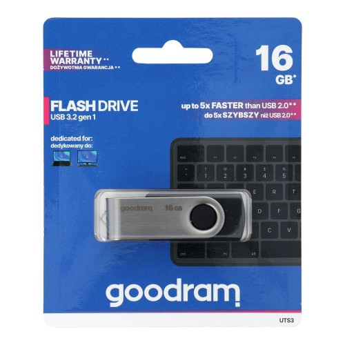 Pendrive GOODRAM UTS3 16GB USB 3.2 Czarno-Srebrny Obrotowy