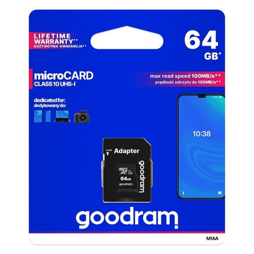 Karta pamięci GOODRAM microSD 64GB 100MB/s Class 10 UHS-I + Adapter