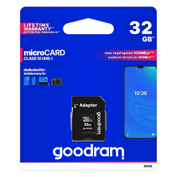 Karta pamięci GOODRAM microSD 32GB 100MB/s Class 10 UHS-I + Adapter
