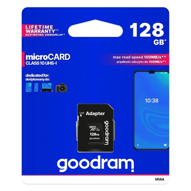 Karta pamięci GOODRAM microSD 128GB 100MB/s Class 10 UHS-I + Adapter