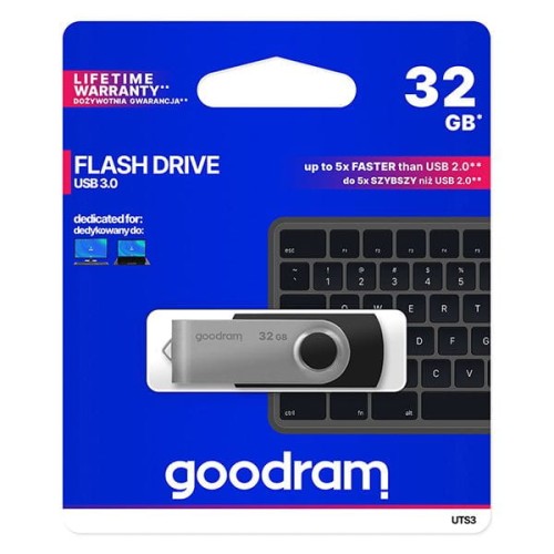 Pendrive GOODRAM UTS3 32GB USB 3.2 Czarno-Srebrny Obrotowy