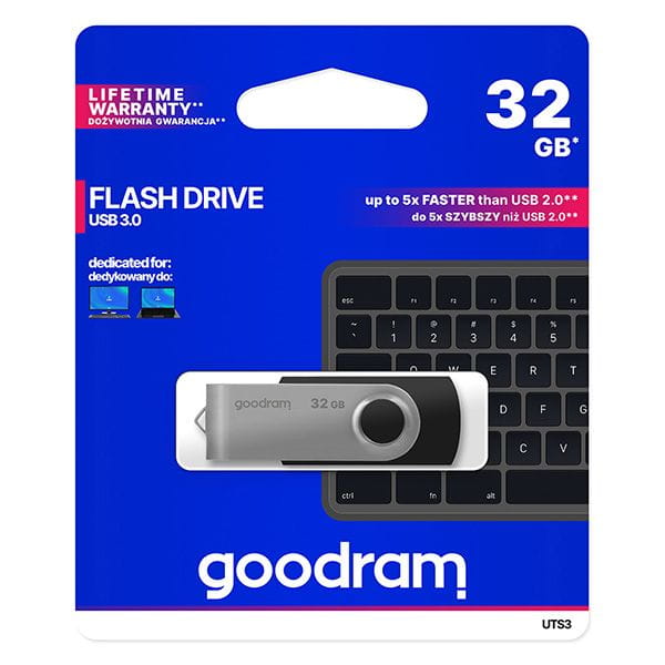 Pendrive GOODRAM UTS3 32GB USB 3.2 Czarno-Srebrny Obrotowy