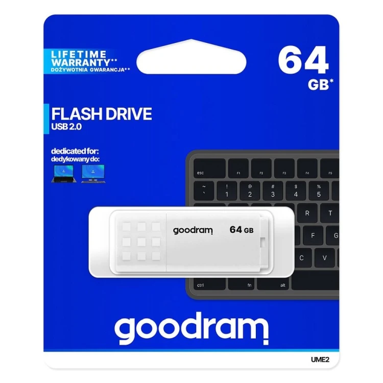 Pendrive GOODRAM UME2 64GB USB 2.0 Czarno-Biały Obrotowy