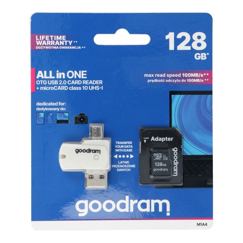 GOODRAM All in One 128GB M1A4 - Karta microSD + Czytnik Dual USB