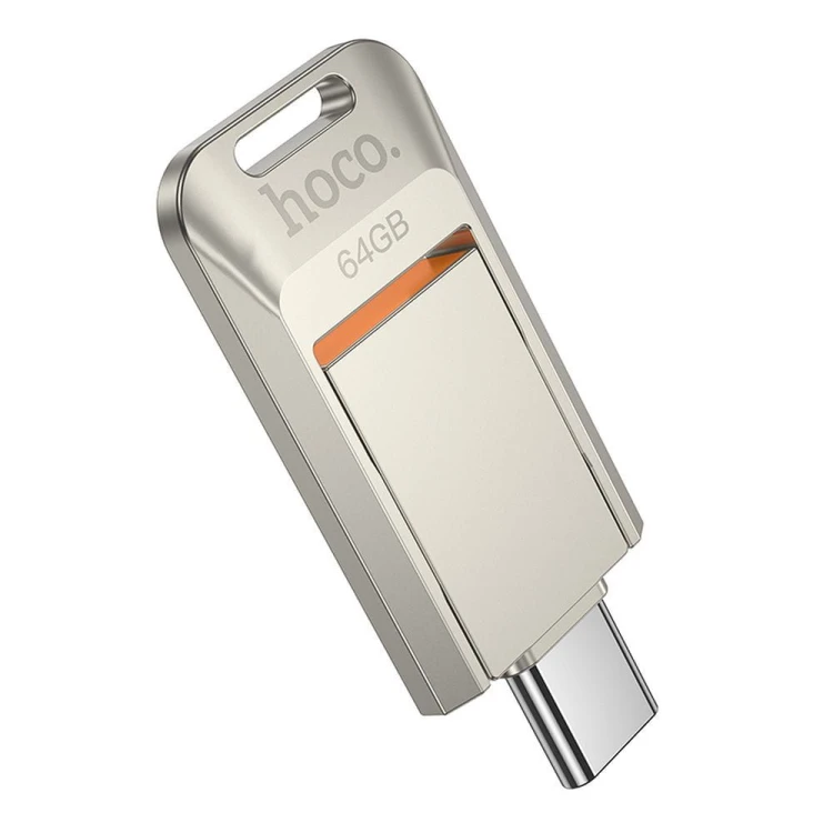 Uniwersalny pendrive 2w1 USB 3.0 + USB-C Hoco UD17 64GB – perłowy nikiel
