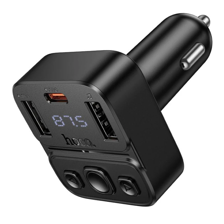 Transmiter samochodowy Bluetooth 5.4 Hoco E87 Fast Charging – PD 20W + USB 15W (35W) – czarny