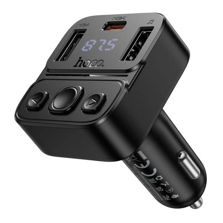 Transmiter samochodowy Bluetooth 5.4 Hoco E87 Fast Charging – PD 20W + USB 15W (35W) – czarny
