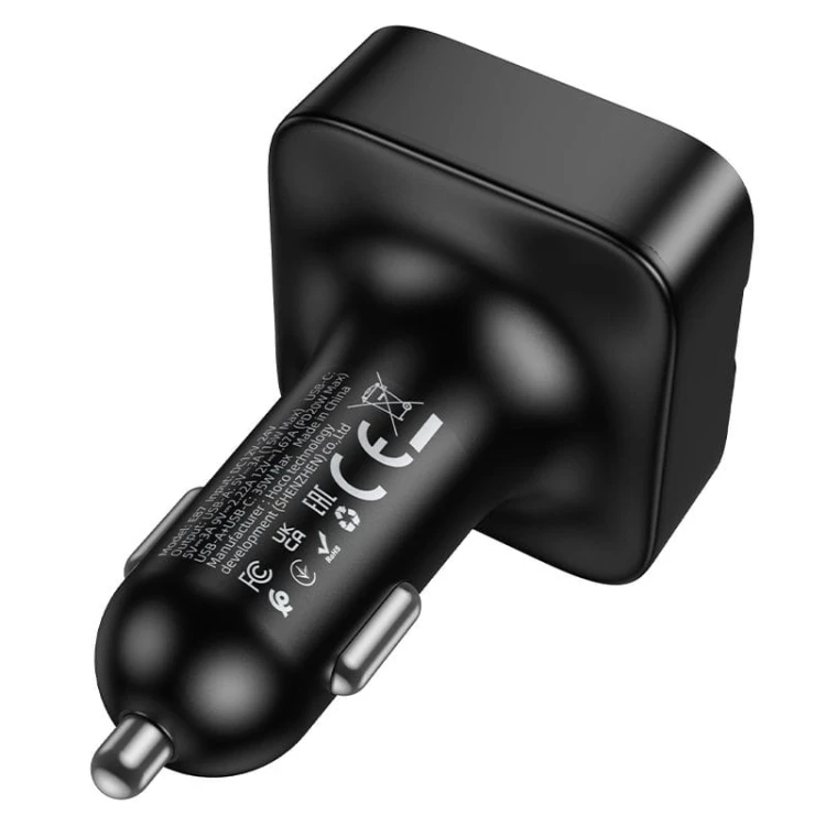 Transmiter samochodowy Bluetooth 5.4 Hoco E87 Fast Charging – PD 20W + USB 15W (35W) – czarny