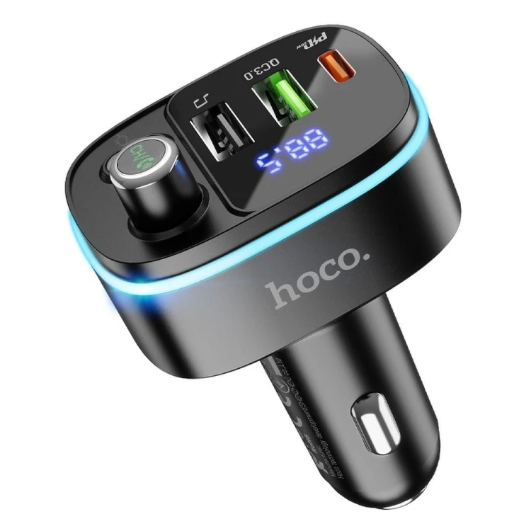 Transmiter samochodowy Bluetooth 5.0 Hoco E62 Fast Charging – PD 20W + QC 18W (38W) – czarny