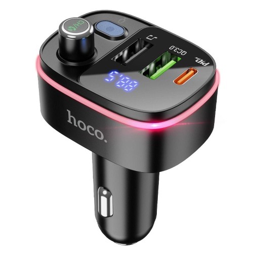 Transmiter samochodowy Bluetooth 5.0 Hoco E62 Fast Charging – PD 20W + QC 18W (38W) – czarny