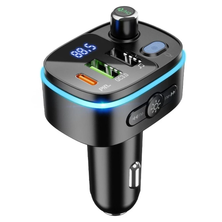 Transmiter samochodowy Bluetooth 5.0 Hoco E62 Fast Charging – PD 20W + QC 18W (38W) – czarny