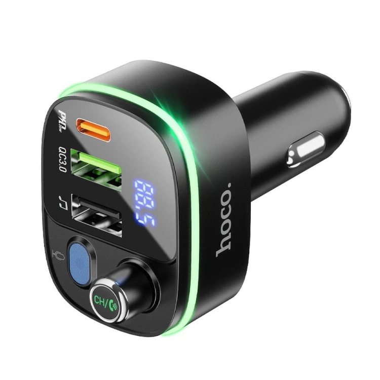 Transmiter samochodowy Bluetooth 5.0 Hoco E62 Fast Charging – PD 20W + QC 18W (38W) – czarny