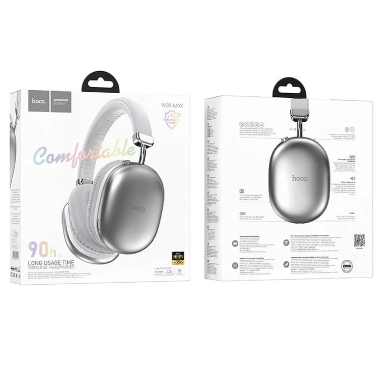Bezprzewodowe słuchawki nauszne Bluetooth Hoco W35 Max – srebrne