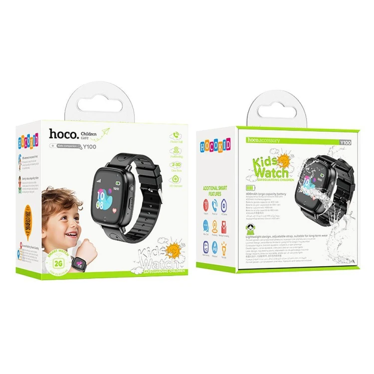 Smartwatch dla dzieci Hoco Y100 Funkcja Rozmowy Karta SIM Czarny