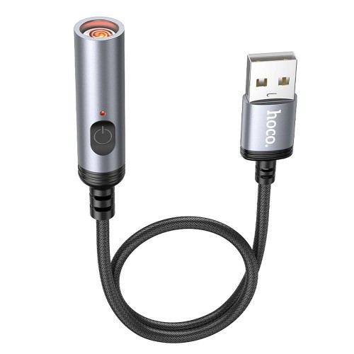 Elektroniczny adapter USB-A z funkcją zapalniczki bezpłomieniowej Hoco UA30 – 30 cm – czarny