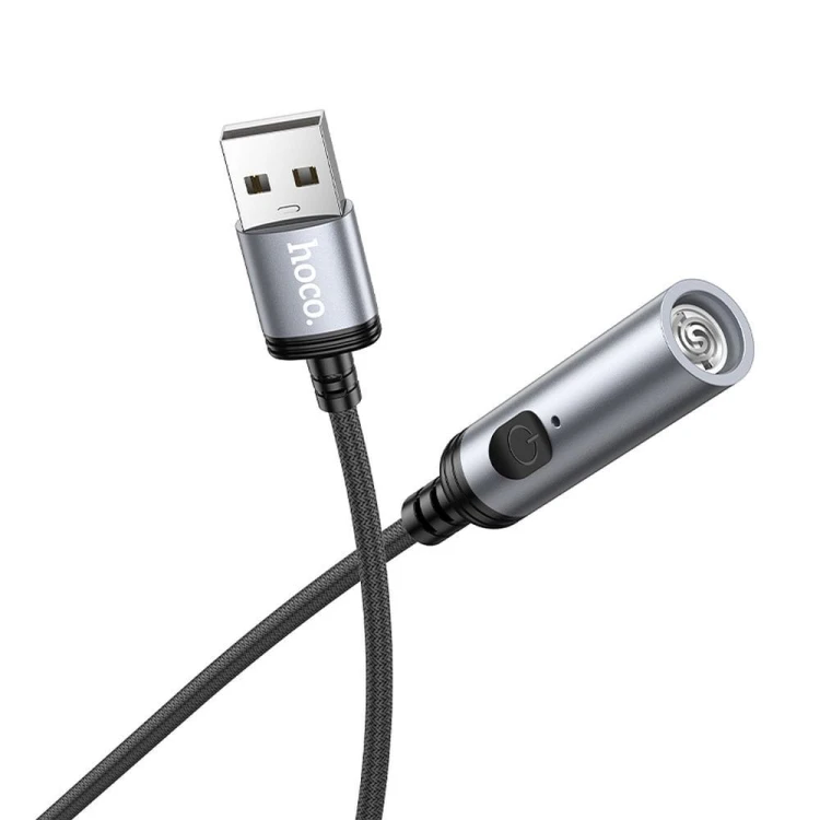 Elektroniczny adapter USB-A z funkcją zapalniczki bezpłomieniowej Hoco UA30 – 30 cm – czarny