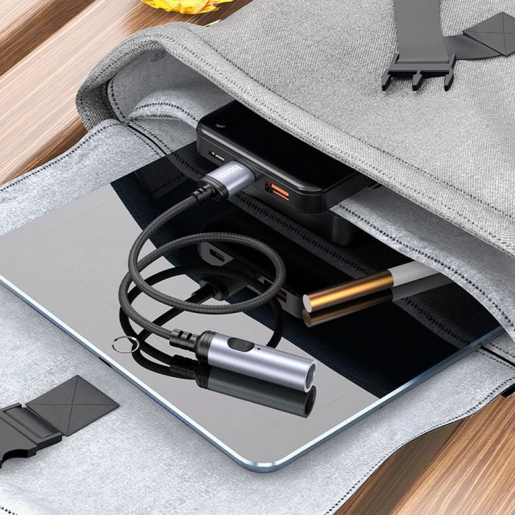 Elektroniczny adapter USB-A z funkcją zapalniczki bezpłomieniowej Hoco UA30 – 30 cm – czarny