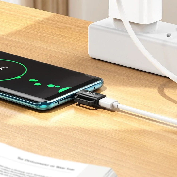 Dwukierunkowy adapter OTG USB-C do Lightning Hoco UA31E – czarny – 3A