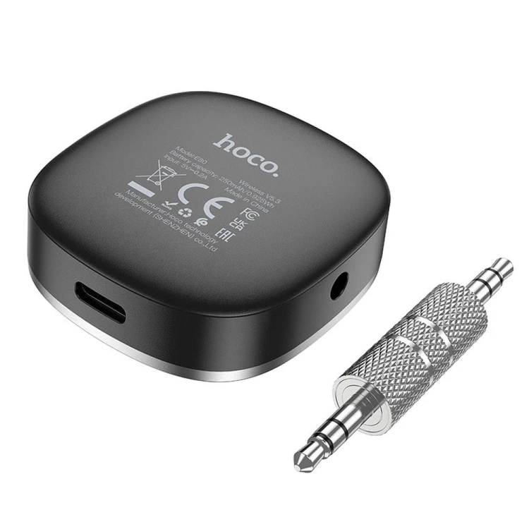Odbiornik Bluetooth AUX Jack 3,5 mm Hoco E80 z wyświetlaczem – czarny