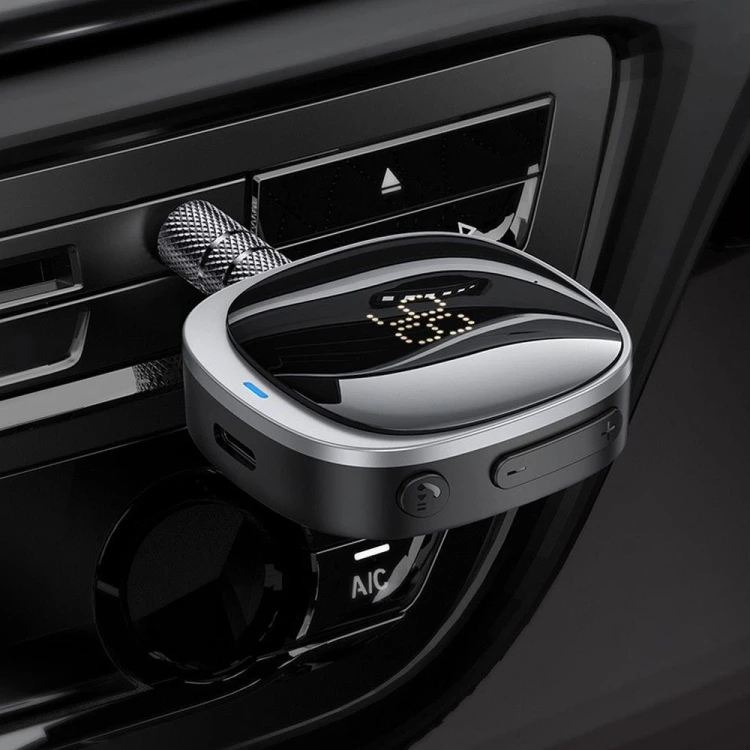 Odbiornik Bluetooth AUX Jack 3,5 mm Hoco E80 z wyświetlaczem – czarny