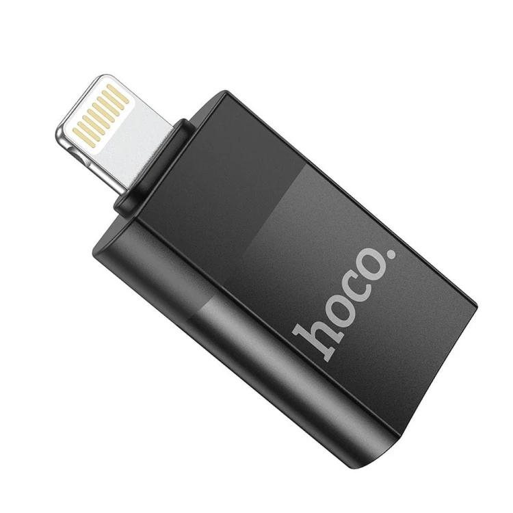 Miniaturowy adapter OTG z USB-A do Lightning Hoco UA17 – czarny
