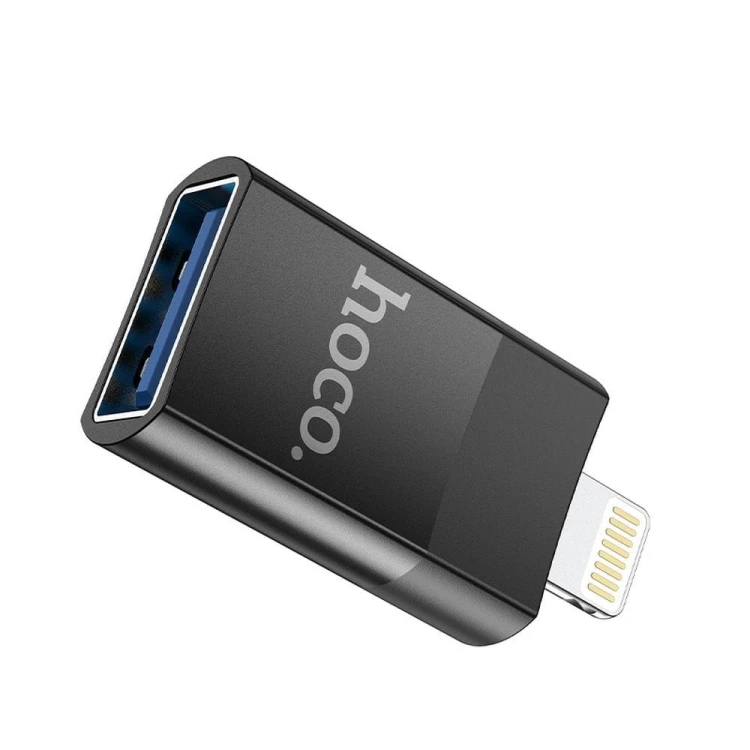 Miniaturowy adapter OTG z USB-A do Lightning Hoco UA17 – czarny
