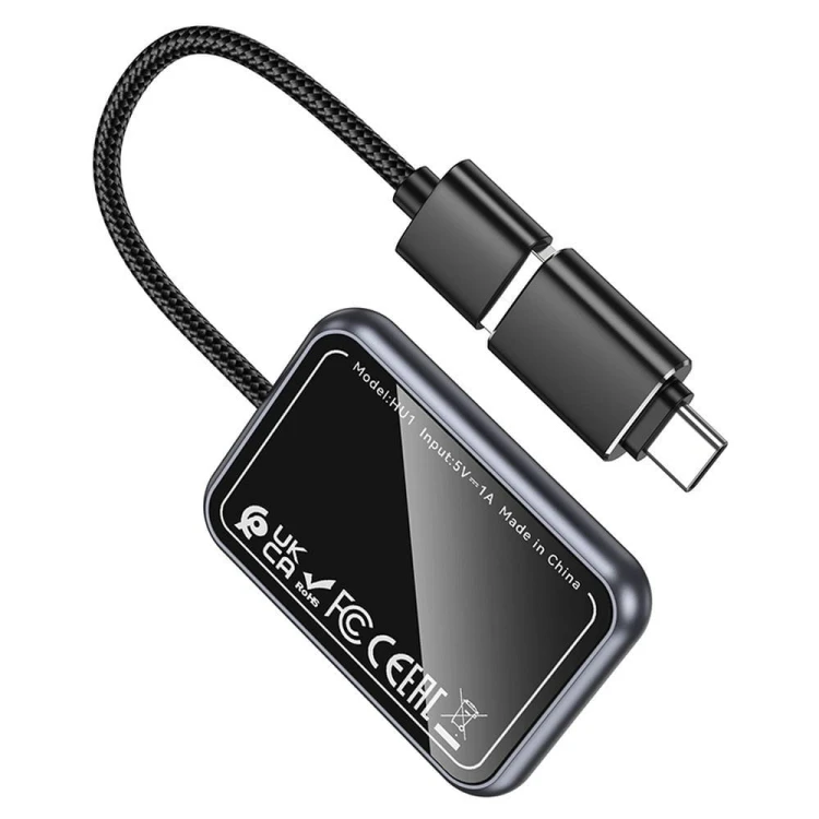Bezprzewodowy adapter CarPlay Hoco HU1 (USB-A / USB-C) – czarny