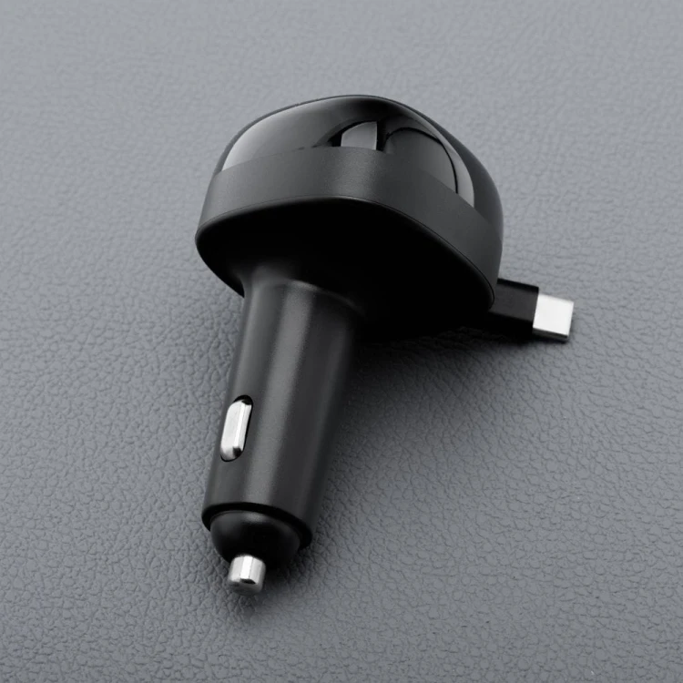 Ładowarka samochodowa Forcell F-Energy Alu 75W – Zwijany kabel USB-C + 2 porty – Super Fast Charging 2.0
