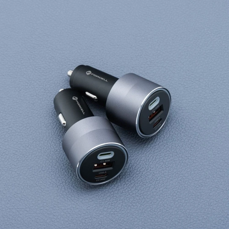 Potężna ładowarka samochodowa Forcell F-Energy Alu 85W – 2xUSB-C + USB-A – Super Fast Charging 2.0
