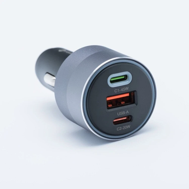 Potężna ładowarka samochodowa Forcell F-Energy Alu 65W – 2xUSB-C + USB-A – Super Fast Charging 2.0