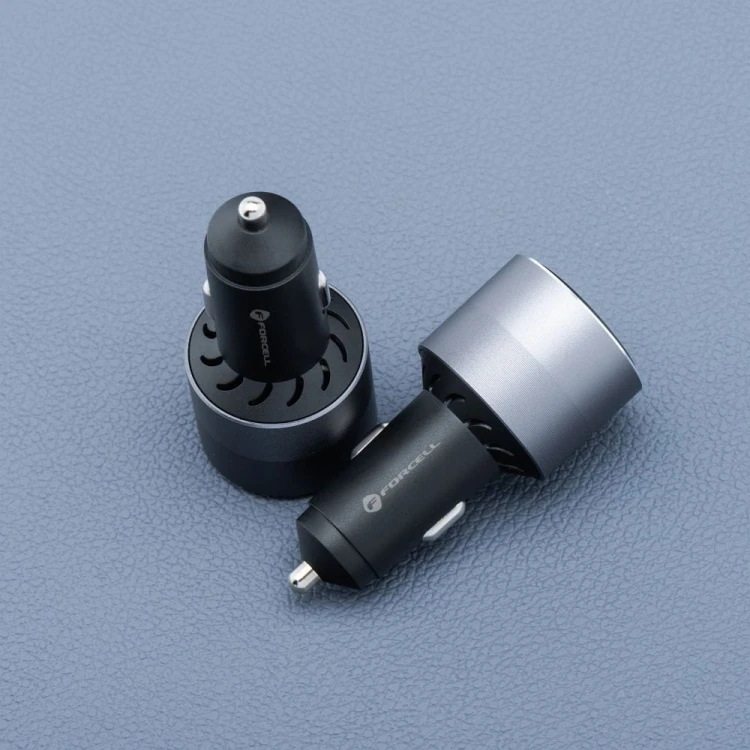 Potężna ładowarka samochodowa Forcell F-Energy Alu 65W – 2xUSB-C + USB-A – Super Fast Charging 2.0
