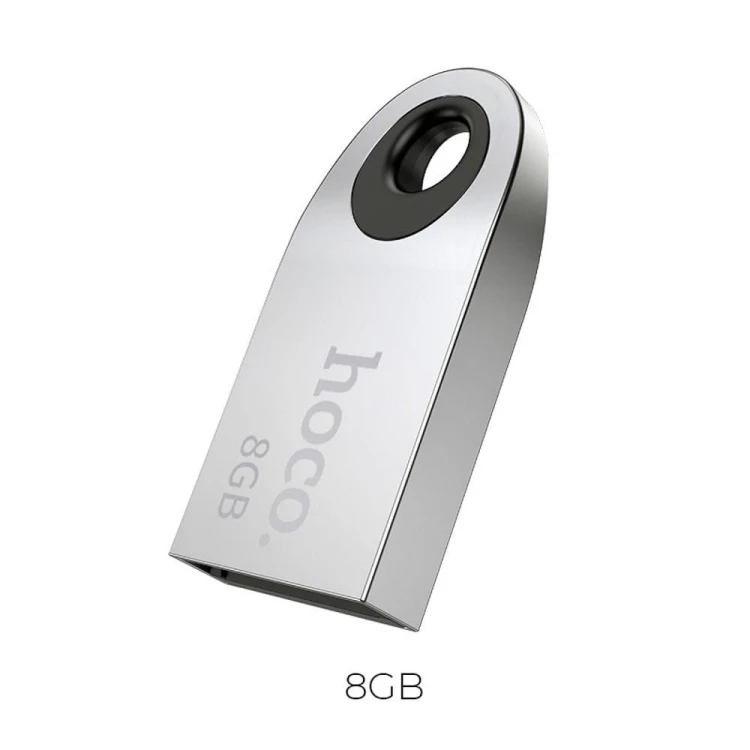 Pendrive 8GB USB 2.0 Hoco Mini UD9 Srebrny Metalowy Brelok
