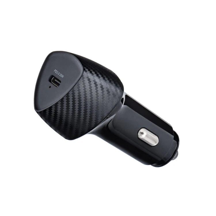 Zestaw Forcell F-Energy Carbon: Szybka ładowarka samochodowa 20W USB-C PD + Kabel Lightning – Czarny