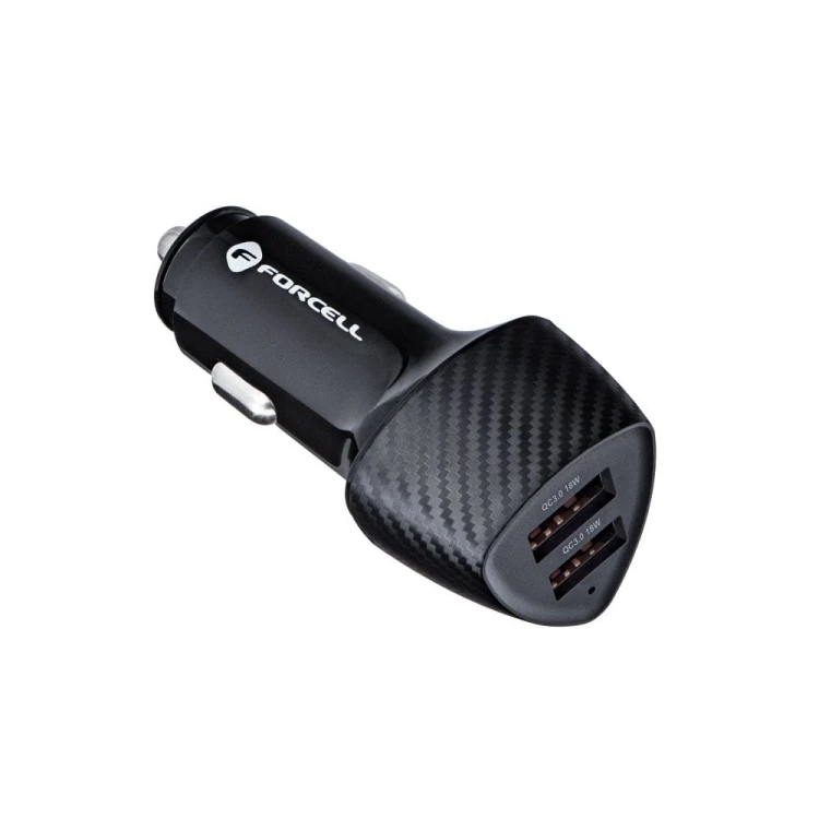 Szybka ładowarka samochodowa Forcell F-Energy Carbon 36W – 2 x USB Quick Charge 3.0 – Czarna