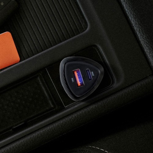Szybka ładowarka samochodowa Forcell F-Energy Carbon 38W – USB-C PD + USB QC 3.0 – Czarna