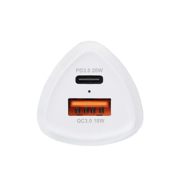 Szybka ładowarka samochodowa Forcell F-Energy Carbon 38W – USB-C PD + USB QC 3.0 – Biała