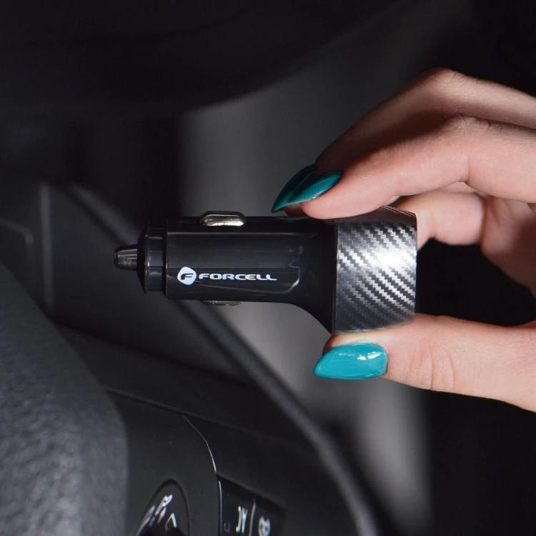 Szybka ładowarka samochodowa Forcell F-Energy Carbon USB-C PD 3.0 20W – Czarna