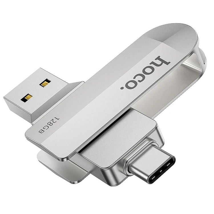 Pendrive 128GB USB 3.0 + USB-C Hoco UD10 Srebrny Dual Drive 2w1