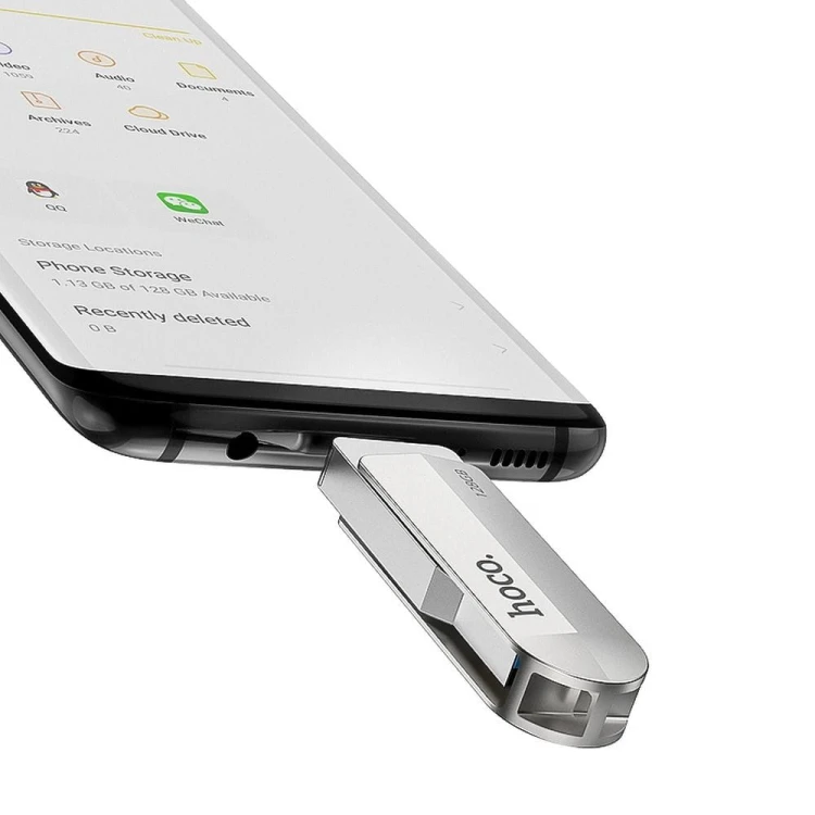 Pendrive 128GB USB 3.0 + USB-C Hoco UD10 Srebrny Dual Drive 2w1